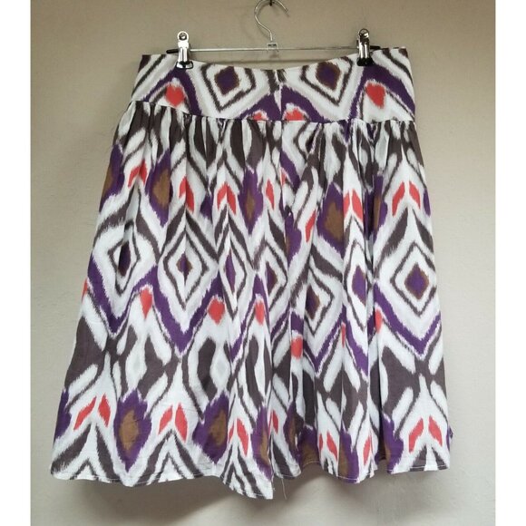 Necessary Objects Women's Geometric Wide Hem Skirt Knee Length W Pockets Waist28 - Picture 2 of 5